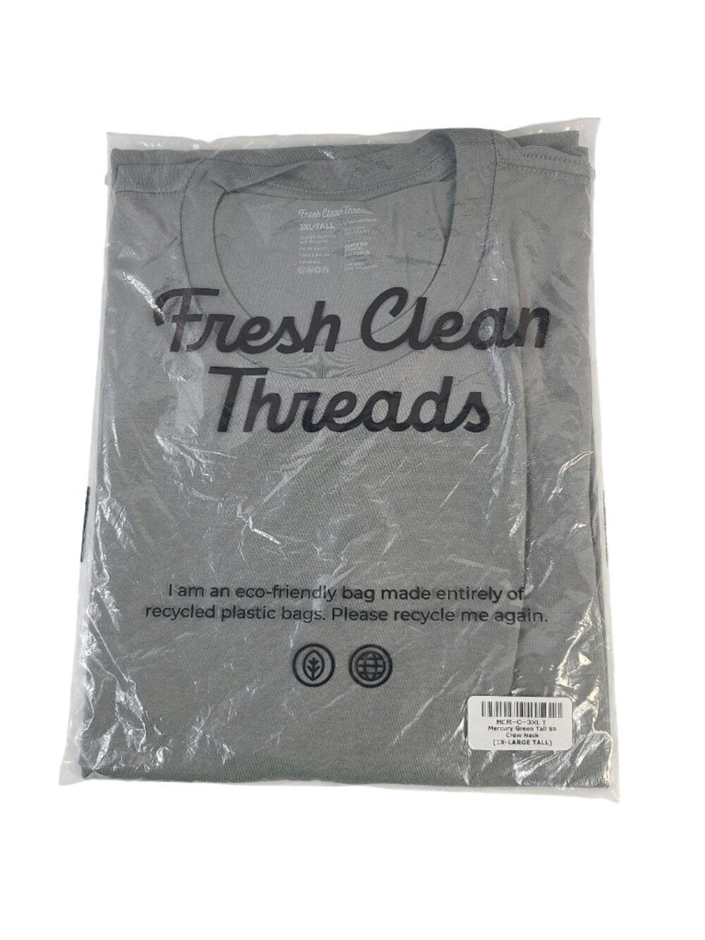 NEW Fresh Clean Threads Mercury Green Tall Crew Neck T-Shirt 3X-Large Tall Soft